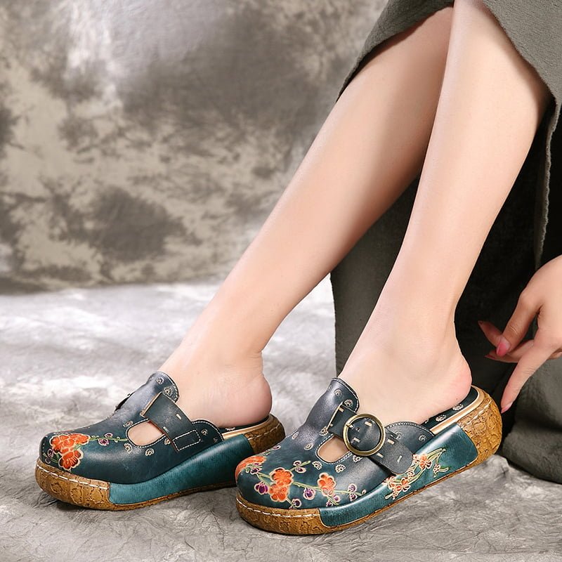 Ethnic Style Thick Bottom Non-Slip Plum blossom Totem Sandals - NANNING ...